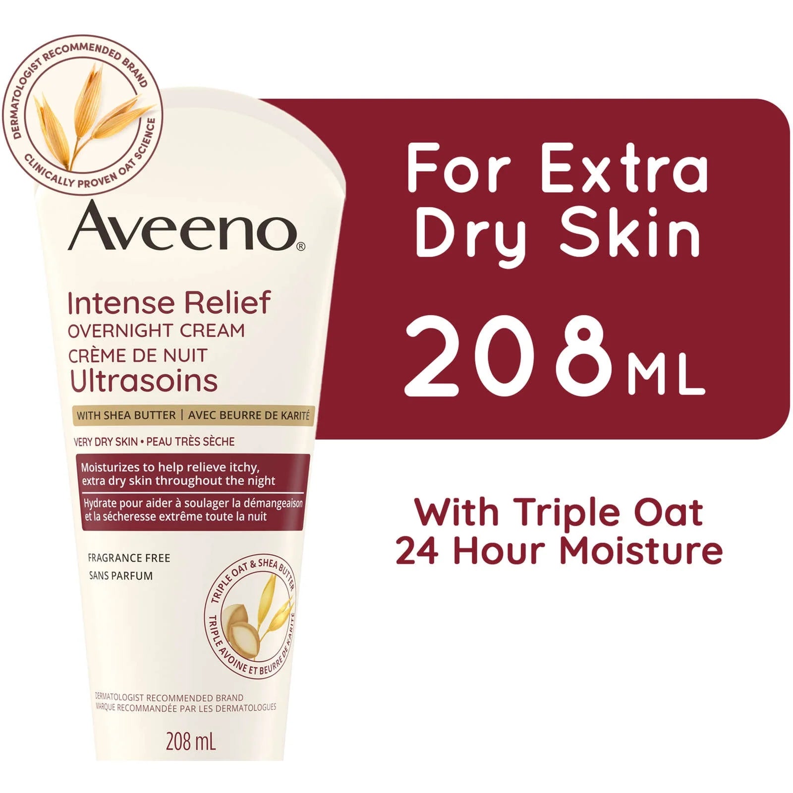 Aveeno Intense Relief Overnight Cream (208ml)