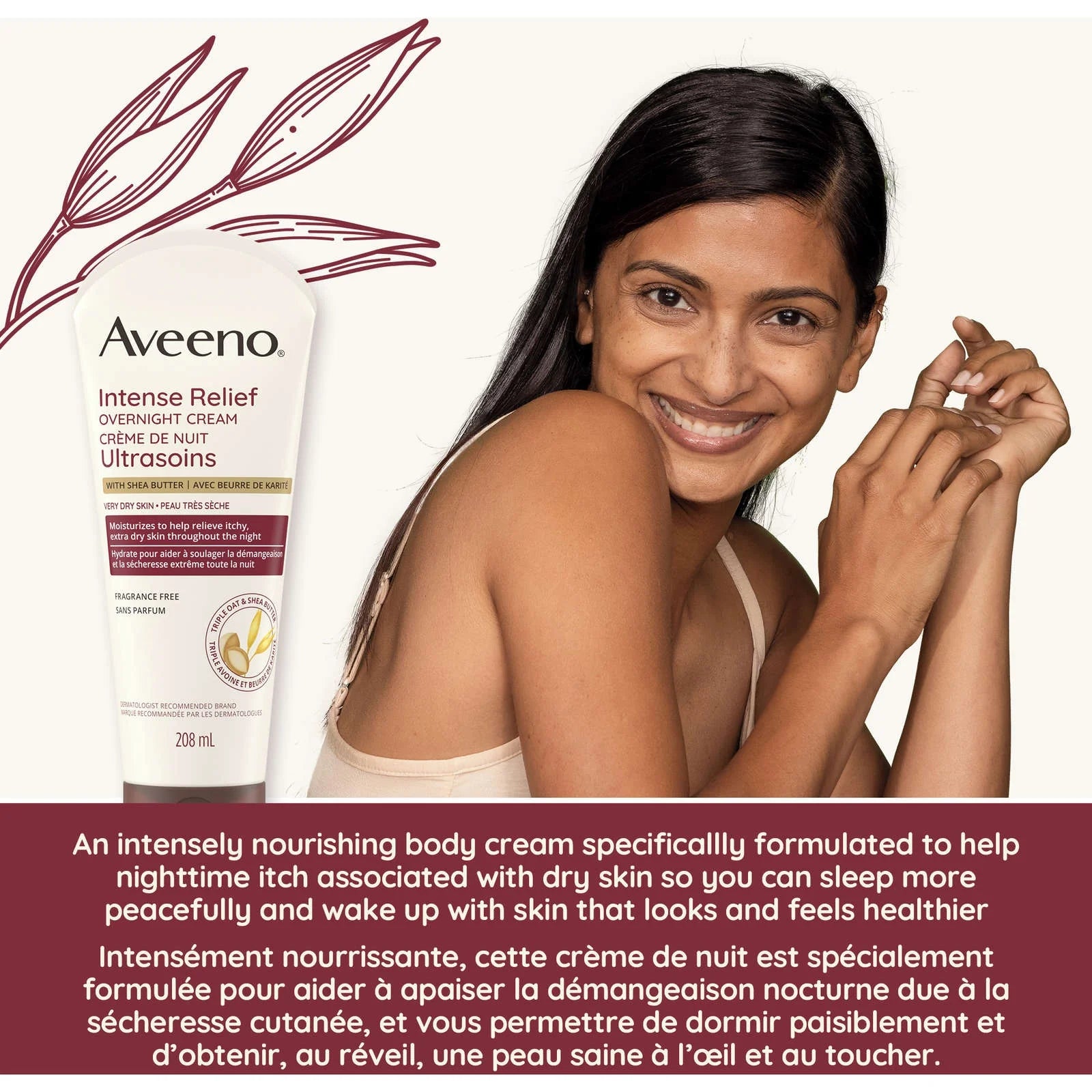 Aveeno Intense Relief Overnight Cream (208ml)